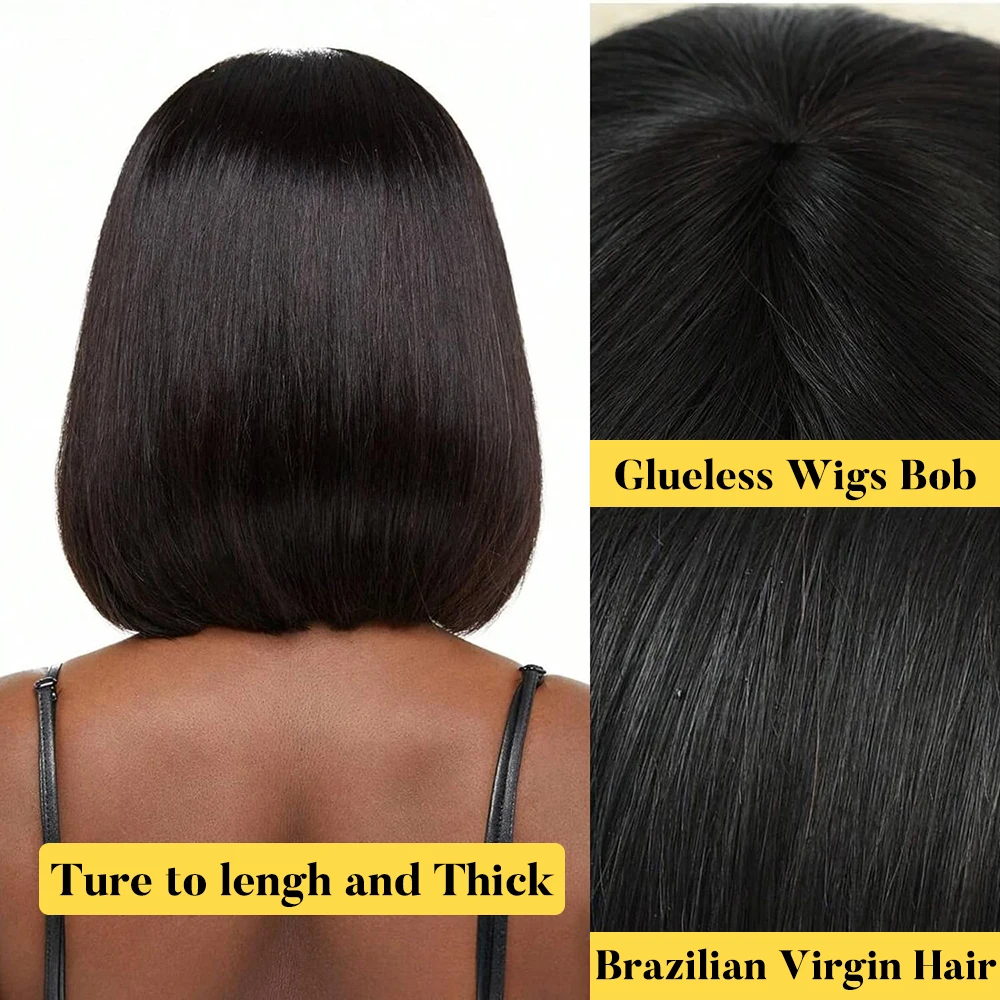 Wholesale Peruvian Short Bob Glueless Natural Human Hair Wigs Already Machine Made Wigs Raw Vietnamese Lace Bob Wigs With Bang