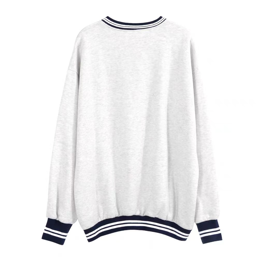 Custom stitching color block rib embroidery LGOG loose jogging sportswear custom hoodie sweatshirt for women