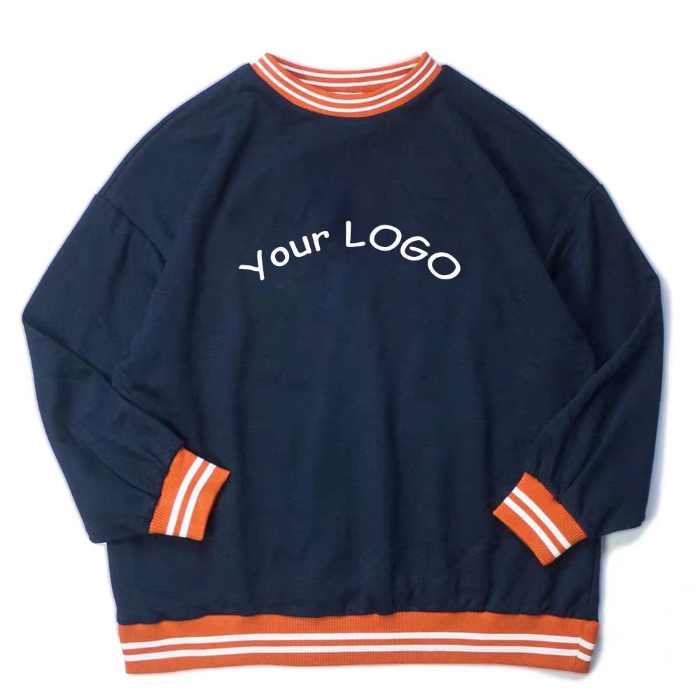 Custom stitching color block rib embroidery LGOG loose jogging sportswear custom hoodie sweatshirt for women
