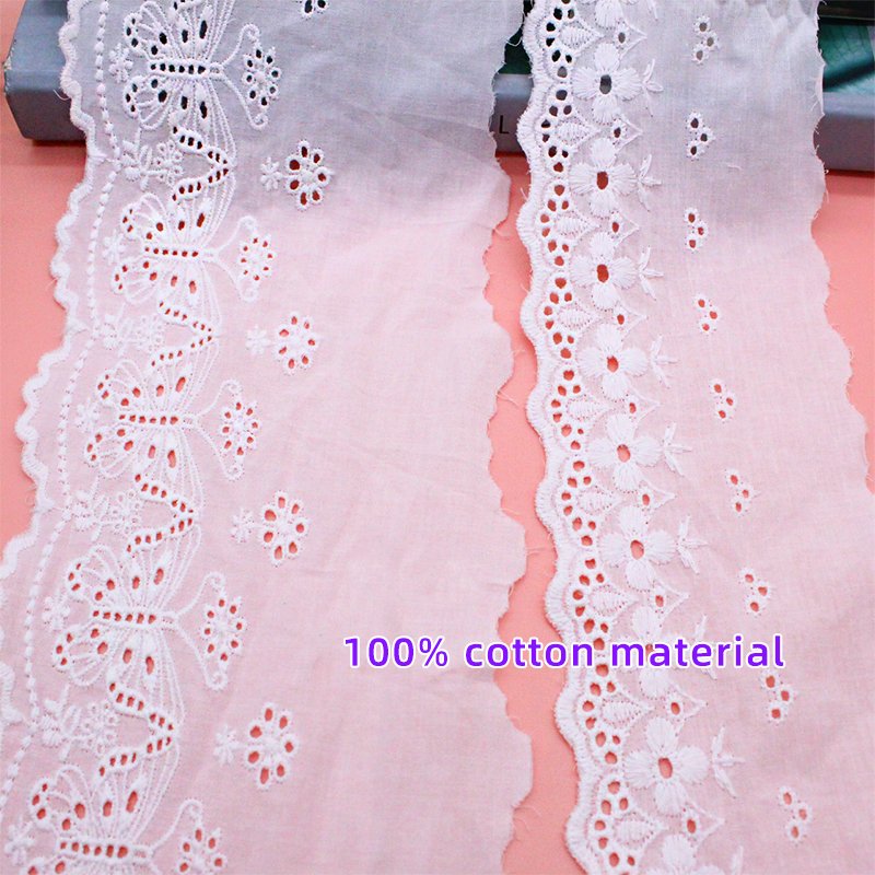 Hot Selling 100% Cotton trim flower White Lace for Home Textile and Dress Lace Trims