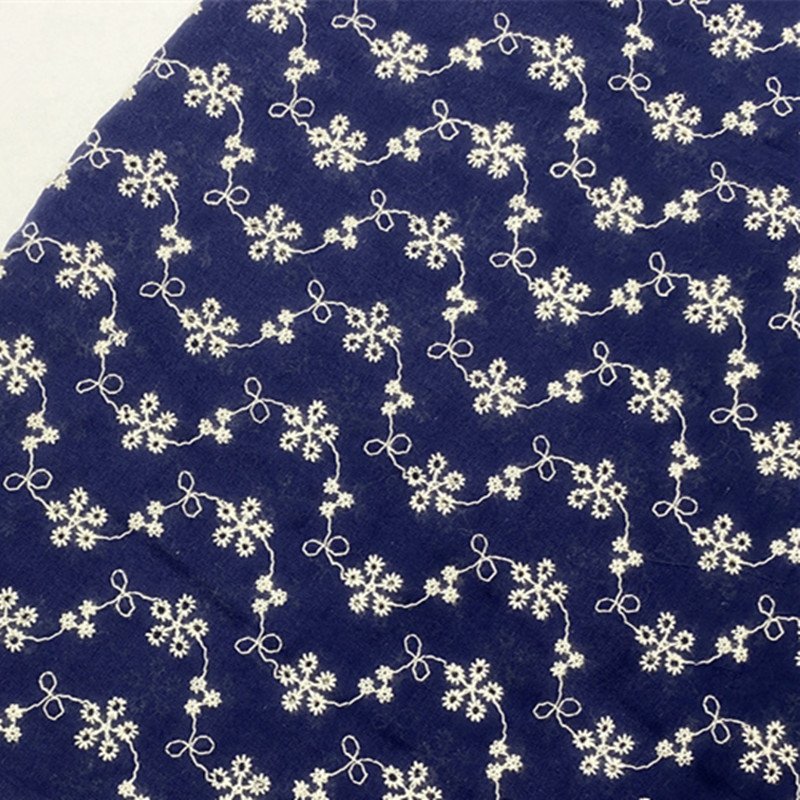 Wholesale Colorful 100% Cotton Fabric Embroidered Cloth Water Soluble Lace Eyelet Cotton Embroidery Fabric