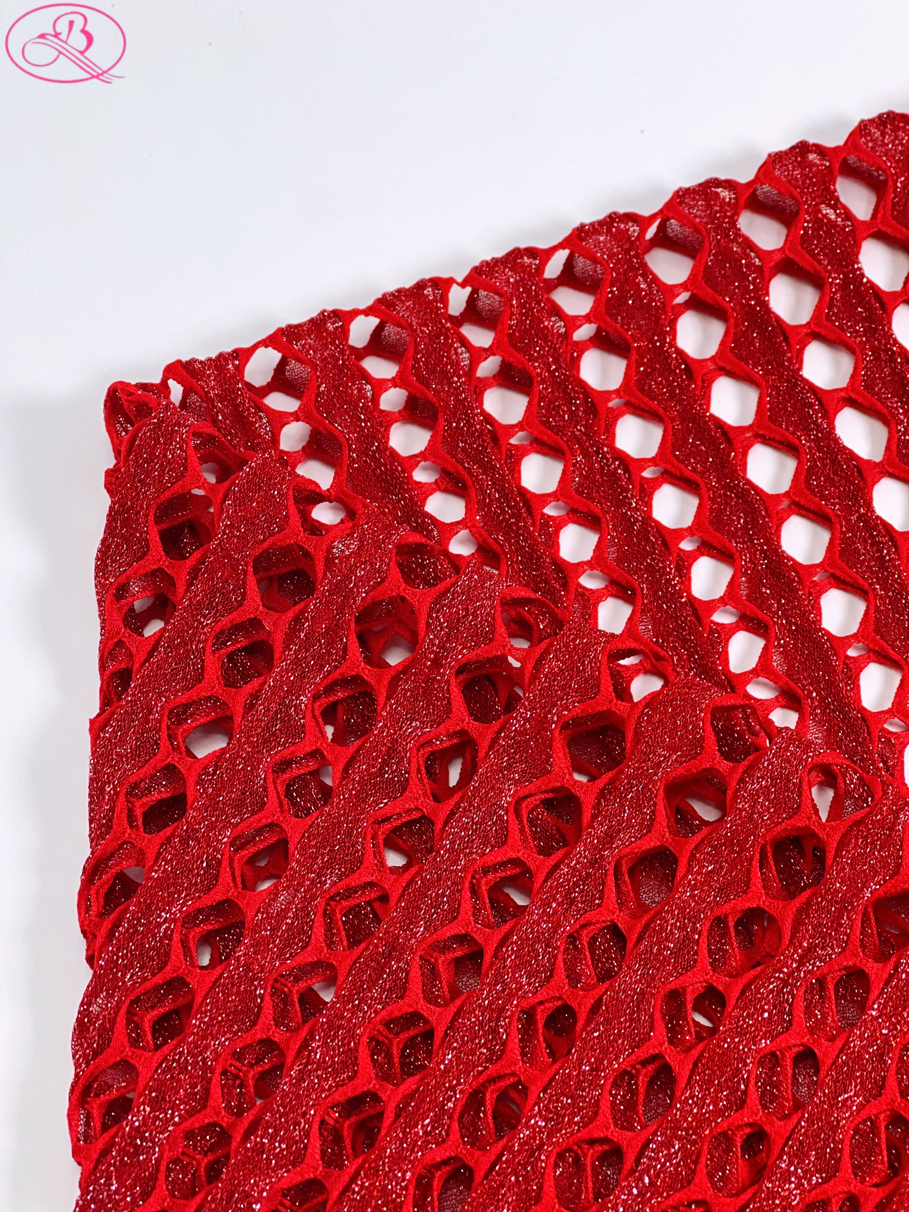 Sparkling Sequins Lace Fabric Sexy Small Hole Mash Fabric for Dress Wedding Dress Tops Stage Costume Jacquard Embroidery Fabric
