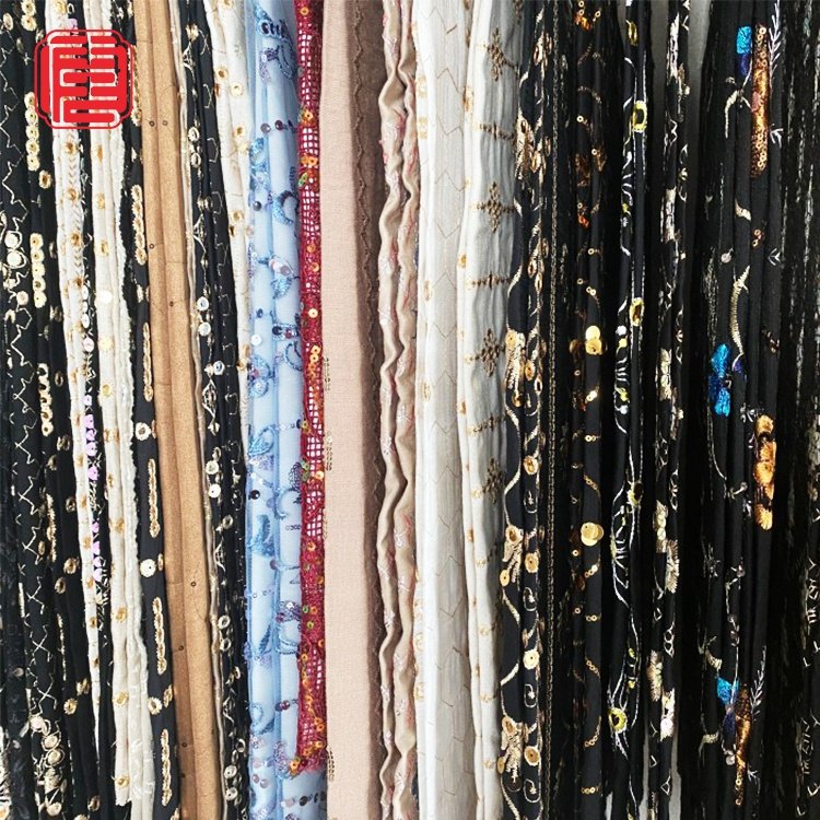 Colorful Design Rayon Nylon Ground Traditional 7mm Sequin Embroidery Fabric Textiles For Ethnic Wear Dress