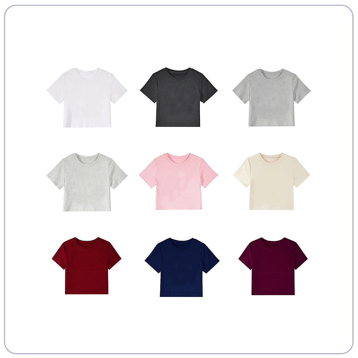 Customized embroidery short sleeved t-shirt for women's summer slim fit with exposed navel rib short crop top