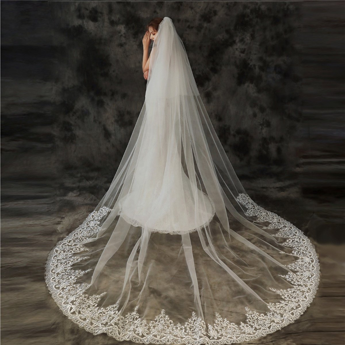 Cheerfeel VE354 Personal Customize European 3 Meter two layer Lace Bridal veils long