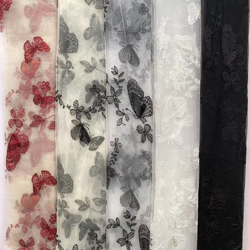 3D butterfly netting embroidery fabric with multi color options
