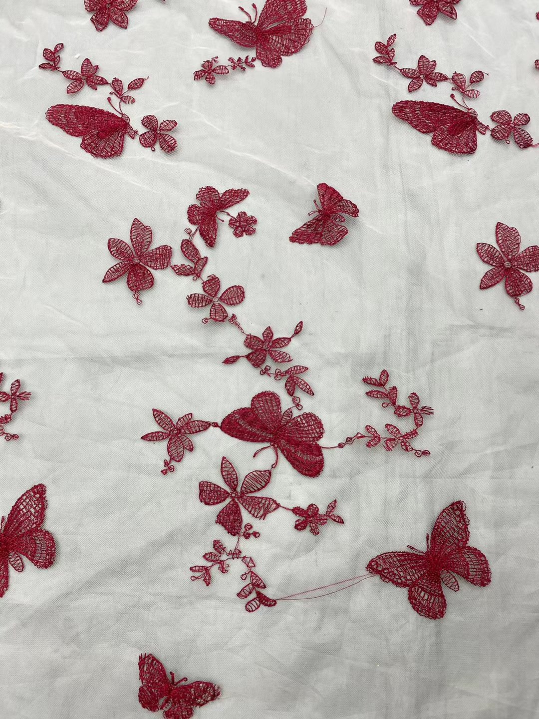 3D butterfly netting embroidery fabric with multi color options