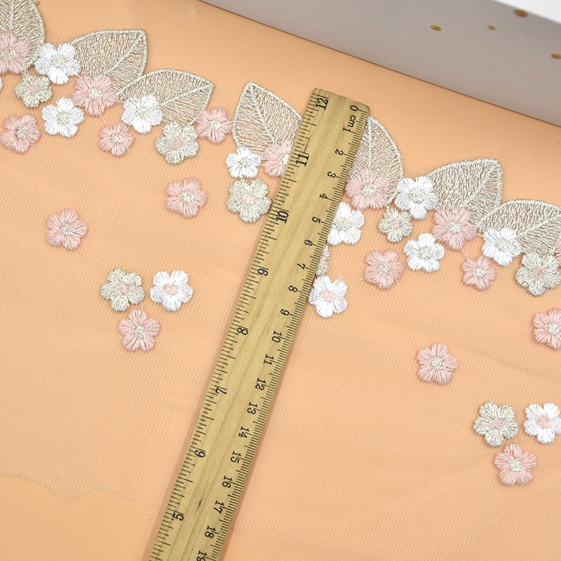 Factory Wholesale Embroidered lace Trimming fabric 3d flower lace embroidered fabric