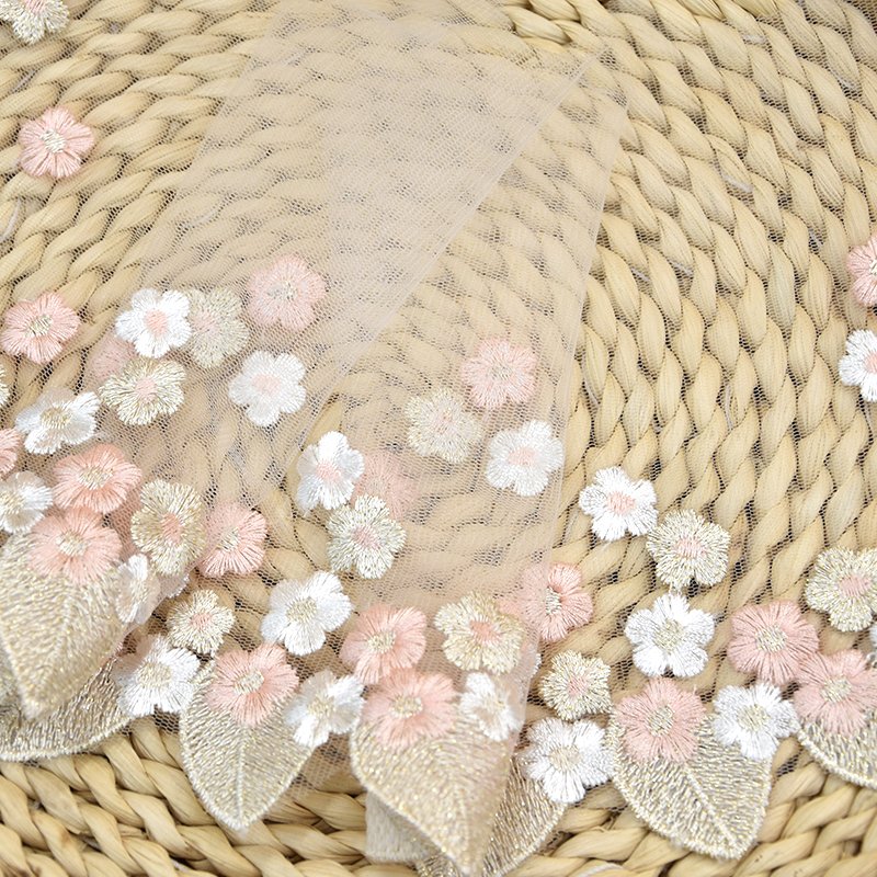 Factory Wholesale Embroidered lace Trimming fabric 3d flower lace embroidered fabric