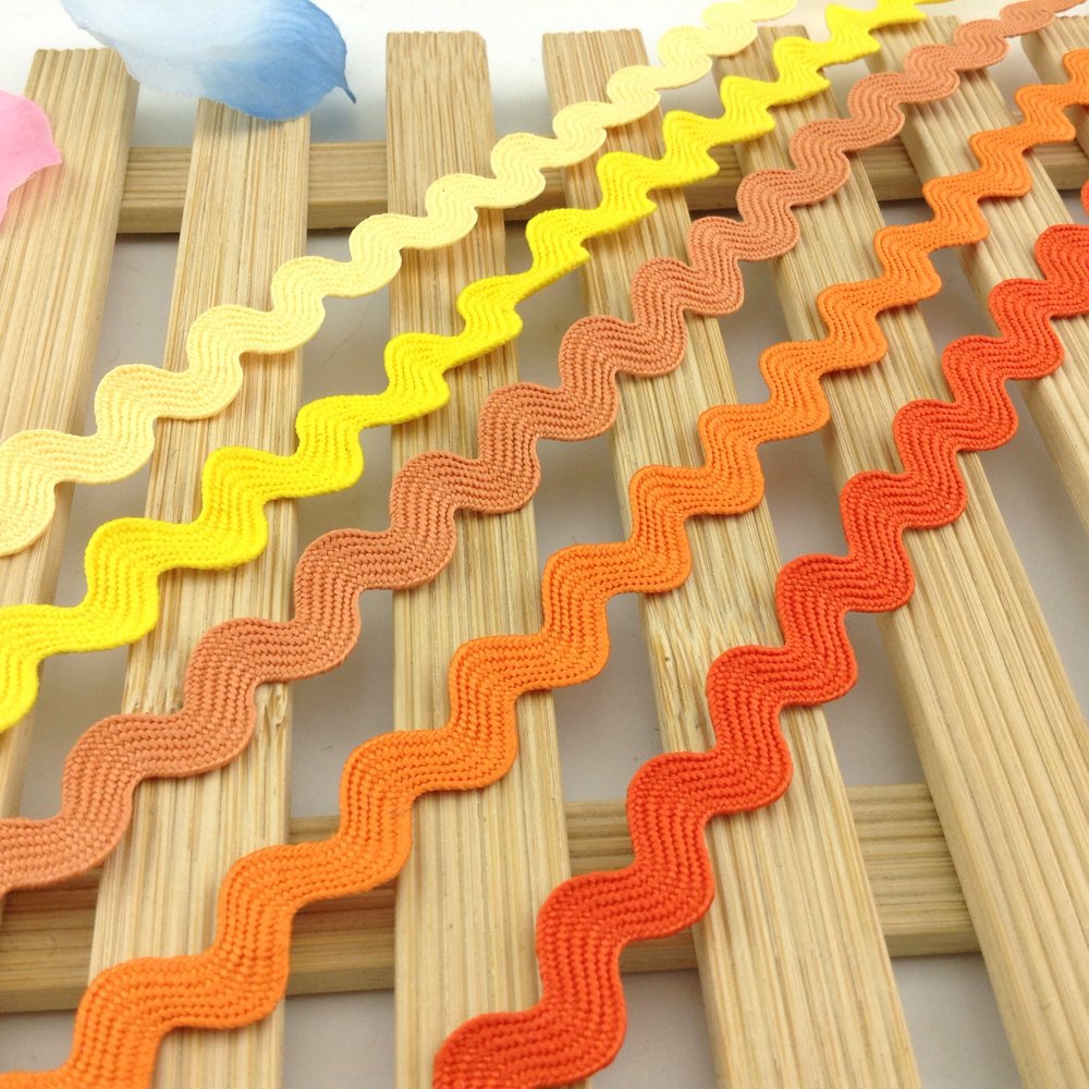 8mm colorful ric rac ribbon tape zig zag lace trimming 31 color available ric rac trimming for dress, bag, DIY