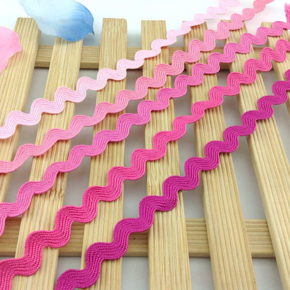 8mm colorful ric rac ribbon tape zig zag lace trimming 31 color available ric rac trimming for dress, bag, DIY