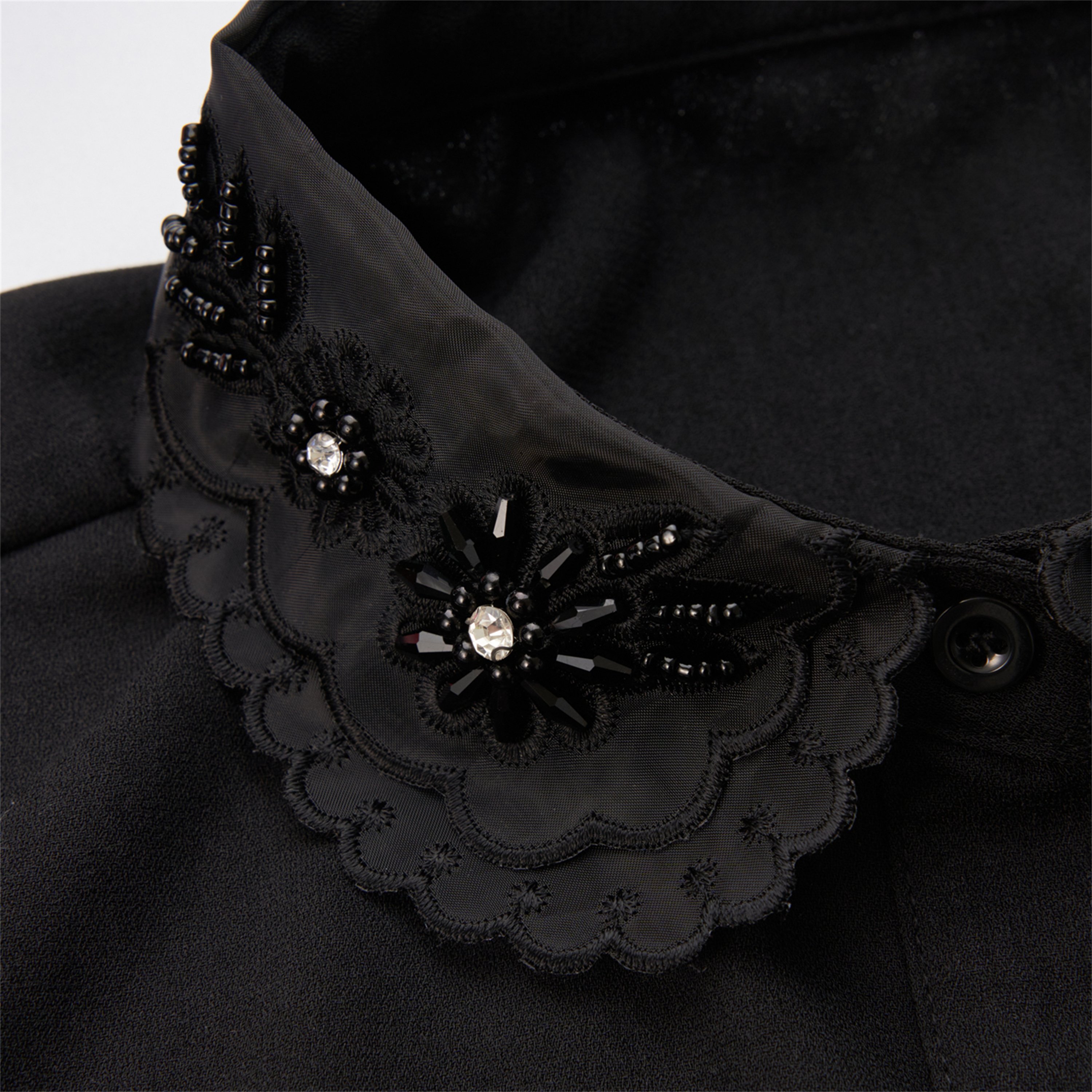 Hot Sale Organza Embroidery Hand Sewing Crystal Bead Craft Lace Neck Detachable Fake Collar