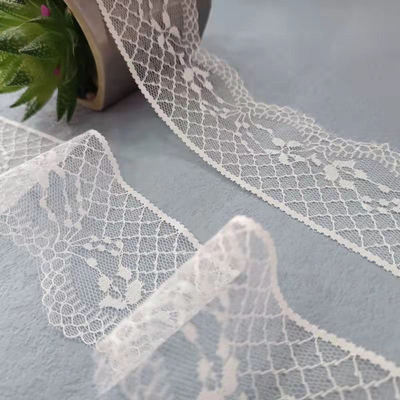 ZJ020 Reliable Manufacturer White Polyester Fancy Non Elastic 6cm Nylon Beautiful Lace Trims for Dress
