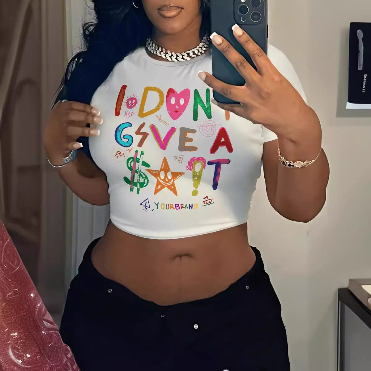 Women's Graphic T Shirts Tops Cute Fashion Sexy T-Shirt Letter Printing Tee Y2K Clothing 2024 Ladies Crop Tops For Women