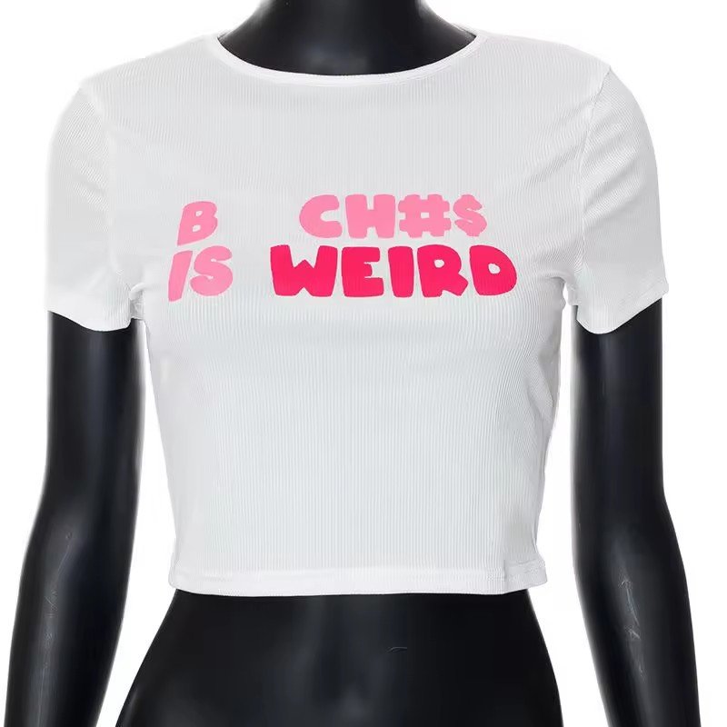 Women's Graphic T Shirts Tops Cute Fashion Sexy T-Shirt Letter Printing Tee Y2K Clothing 2024 Ladies Crop Tops For Women