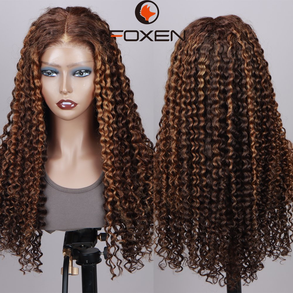 Pre Plucked Hd Piano Lace Wig 30 Inch Long Highlight Color Deep Curly Wig Highlighted Curly Human Hair Full Lace Wigs