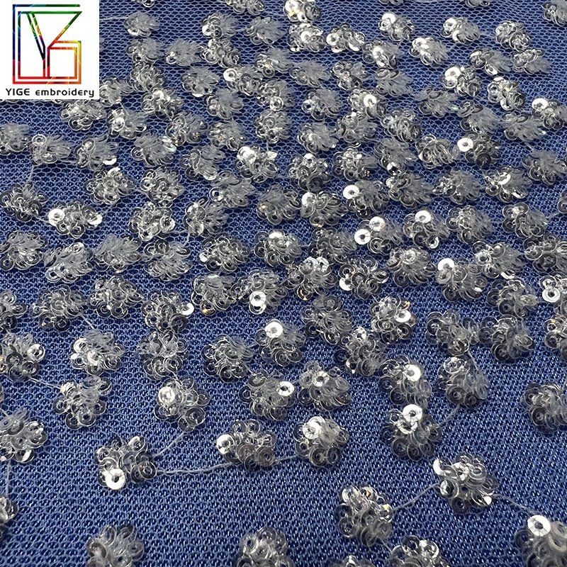 Manufacturer wholesale Party Garment Accessories Lace Mesh Fabric Polyester tulle Embroidered Sequins Lace Fabrics
