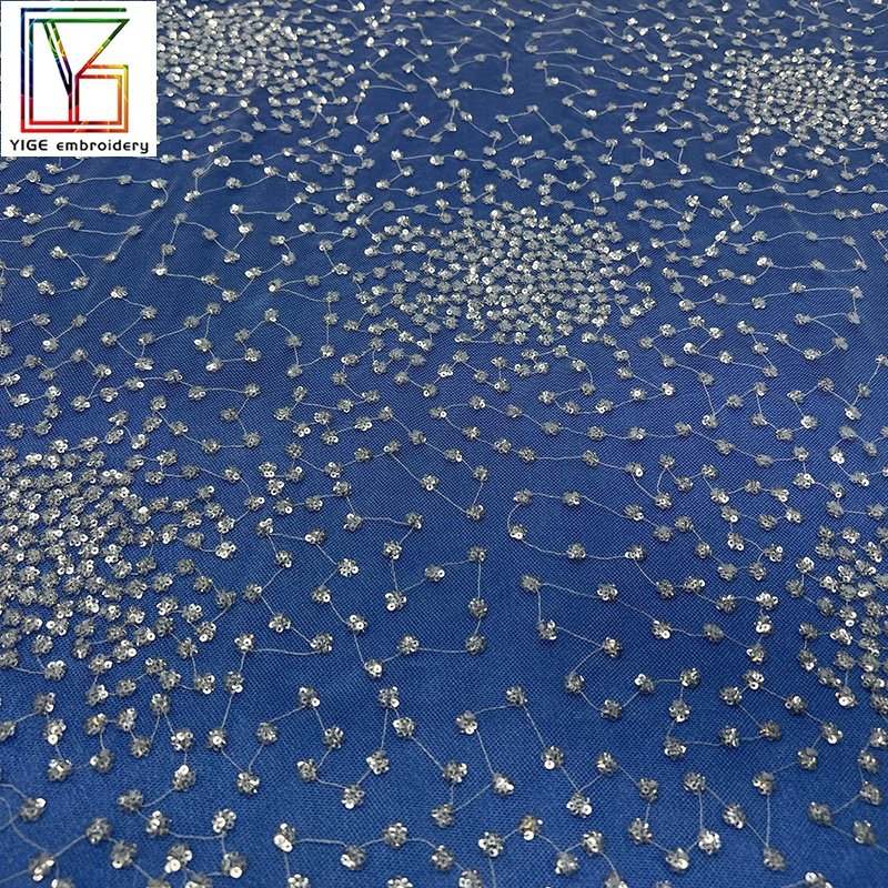Manufacturer wholesale Party Garment Accessories Lace Mesh Fabric Polyester tulle Embroidered Sequins Lace Fabrics