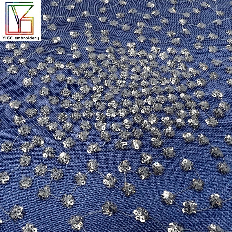 Manufacturer wholesale Party Garment Accessories Lace Mesh Fabric Polyester tulle Embroidered Sequins Lace Fabrics