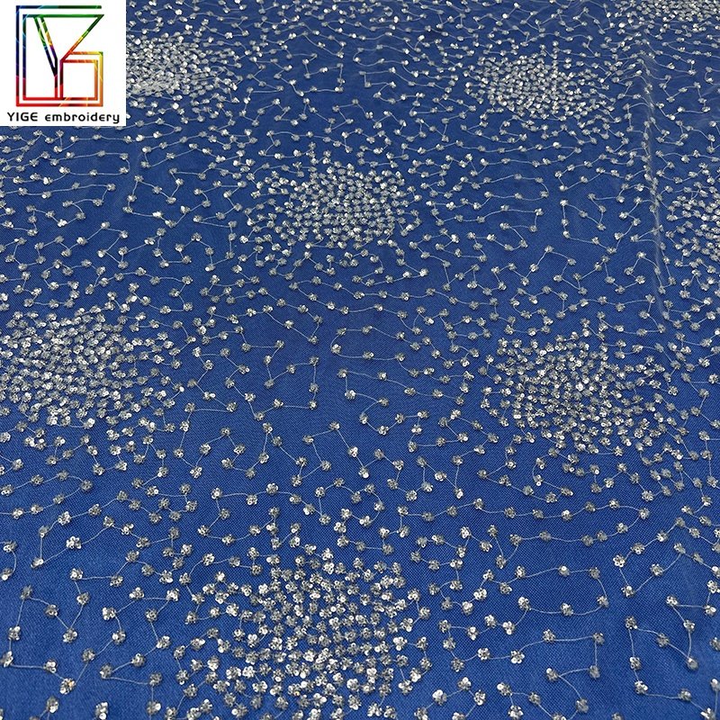 Manufacturer wholesale Party Garment Accessories Lace Mesh Fabric Polyester tulle Embroidered Sequins Lace Fabrics
