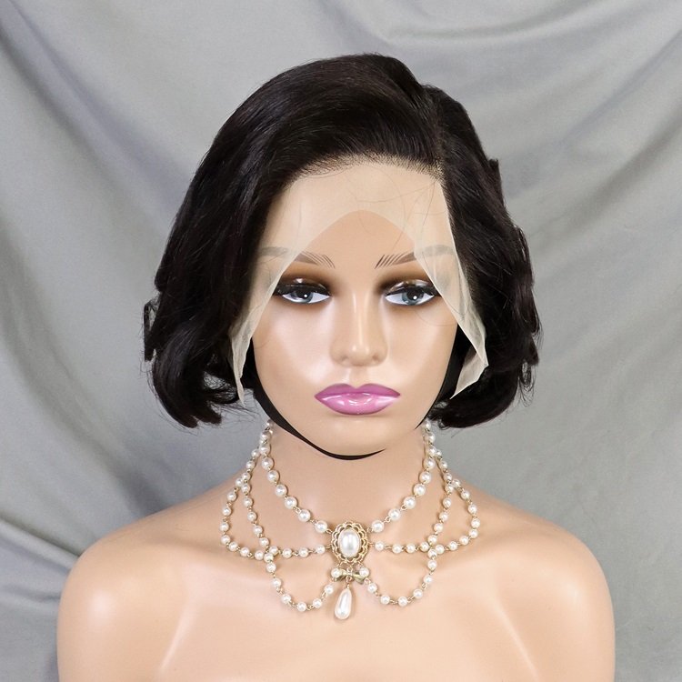 Wholesale Raw Indian Short Pixie Human Hair Wigs For Women Full 13x4 Frontal Lace Wig Curly Wave Bob Pixie Cut Lace Front Wig