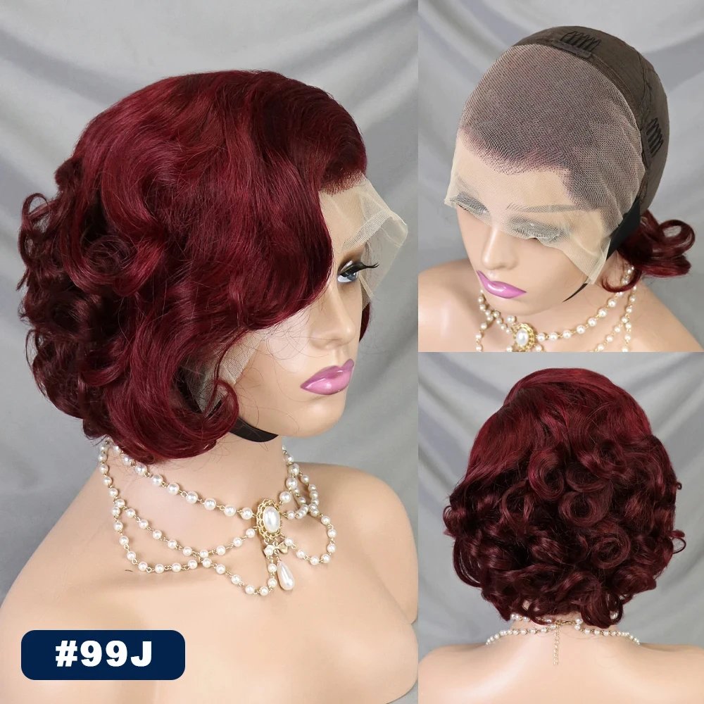 Wholesale Raw Indian Short Pixie Human Hair Wigs For Women Full 13x4 Frontal Lace Wig Curly Wave Bob Pixie Cut Lace Front Wig