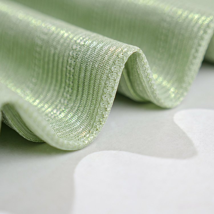 China supplier polyester spandex shiny glitter foil print knit jacquard rib fabric for sweater