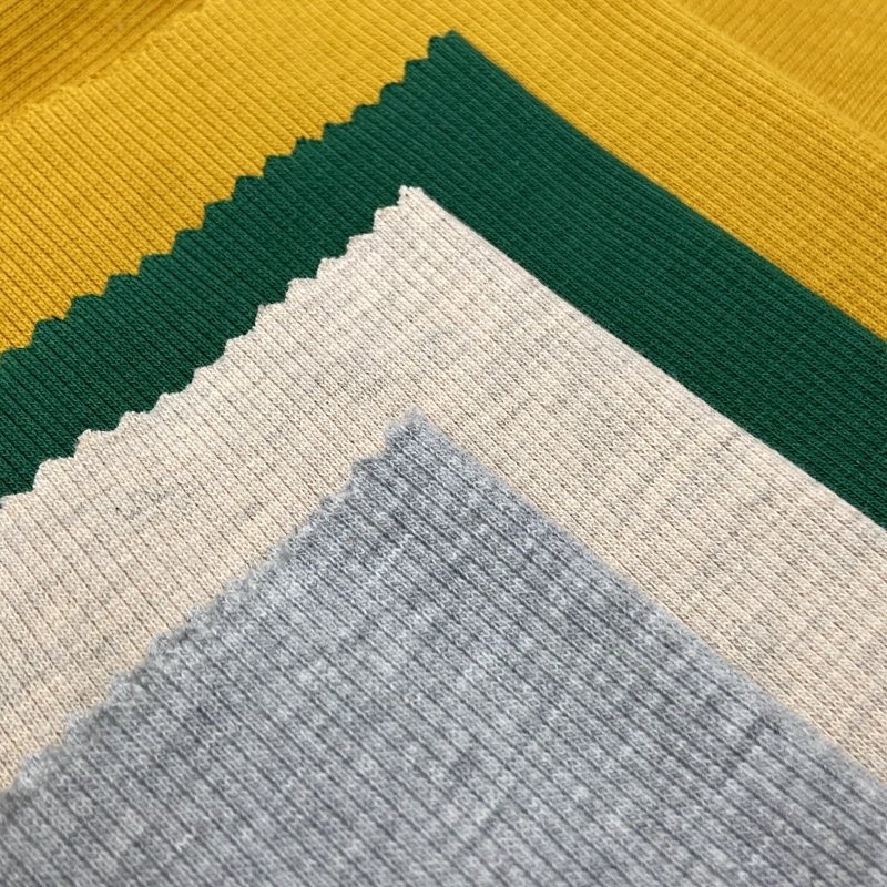 Heavy weight ribbed 63% polyester 34% cotton 3% spandex blend 320GSM combed 2*2 rib knit fabric for cuff