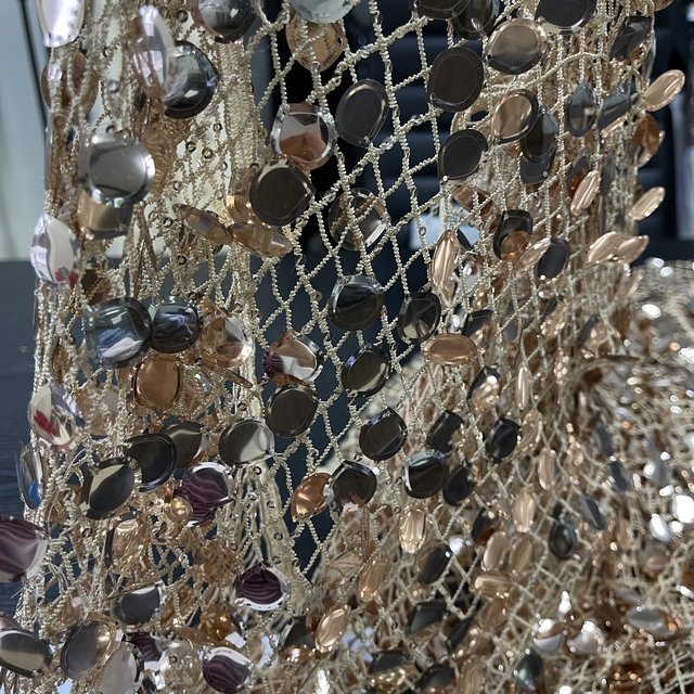 NEW chemical embroidery mesh golden color 100% polyester embroidery mesh for dress fabric