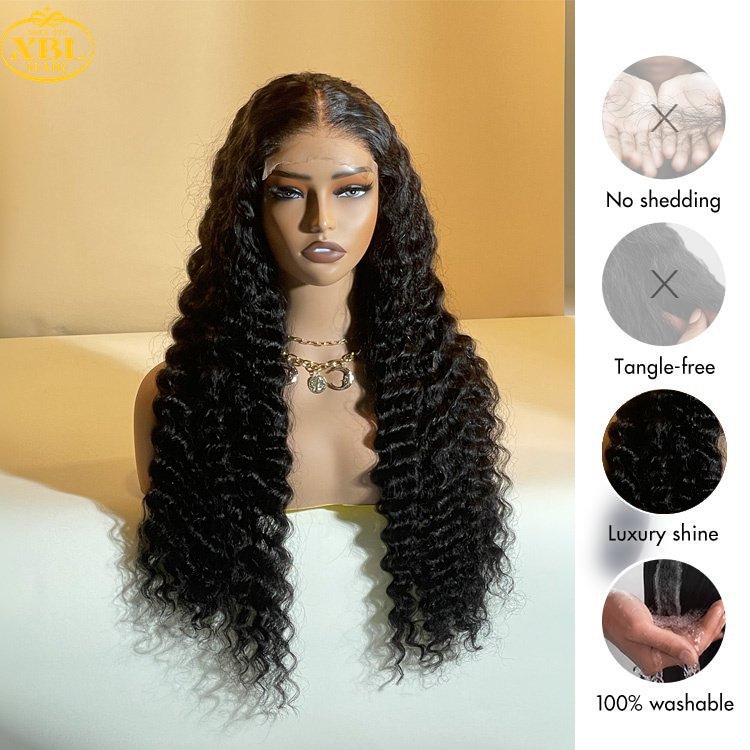 XBL bleached knots hd lace wig pineapple wave hair unprocessed preplucked virgin glueless human hair wigs for black women