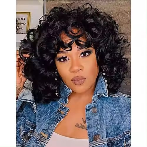 Very Full Glueless Lace Black Women's Bob Wig-Natural Color Body Wave Machine Made Peruvian Human Hair Transparent Lace