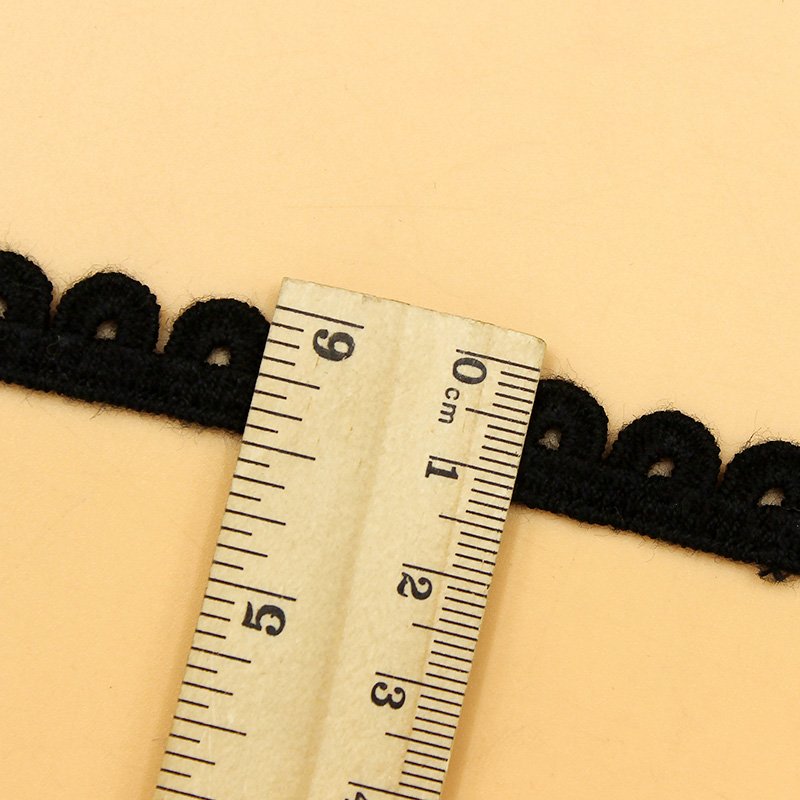 Black Hollow Out Cotton Embroidered Lace Ribbon Custom Embroidered Webbing Lace