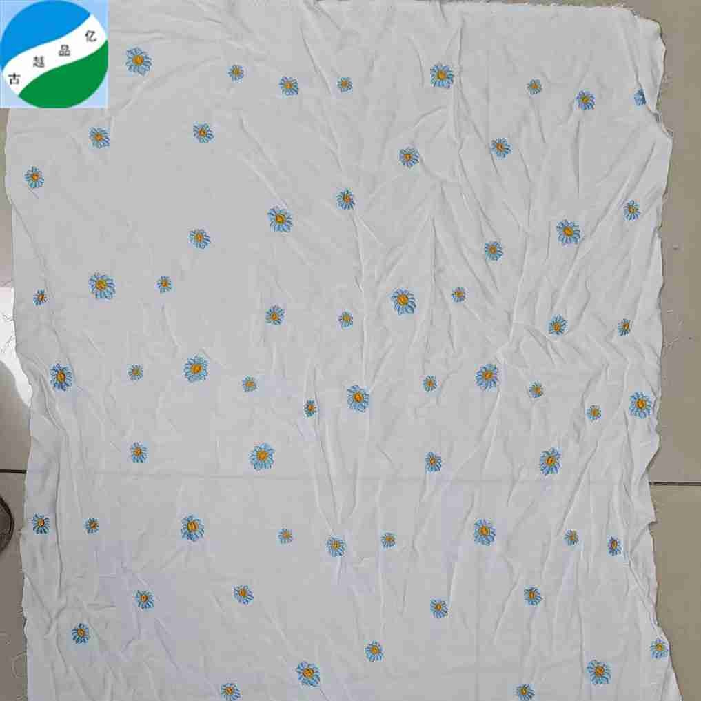 Ready goods factory supplier wholesale beautiful designs customized of woven cotton embroidery stock fabric for garments