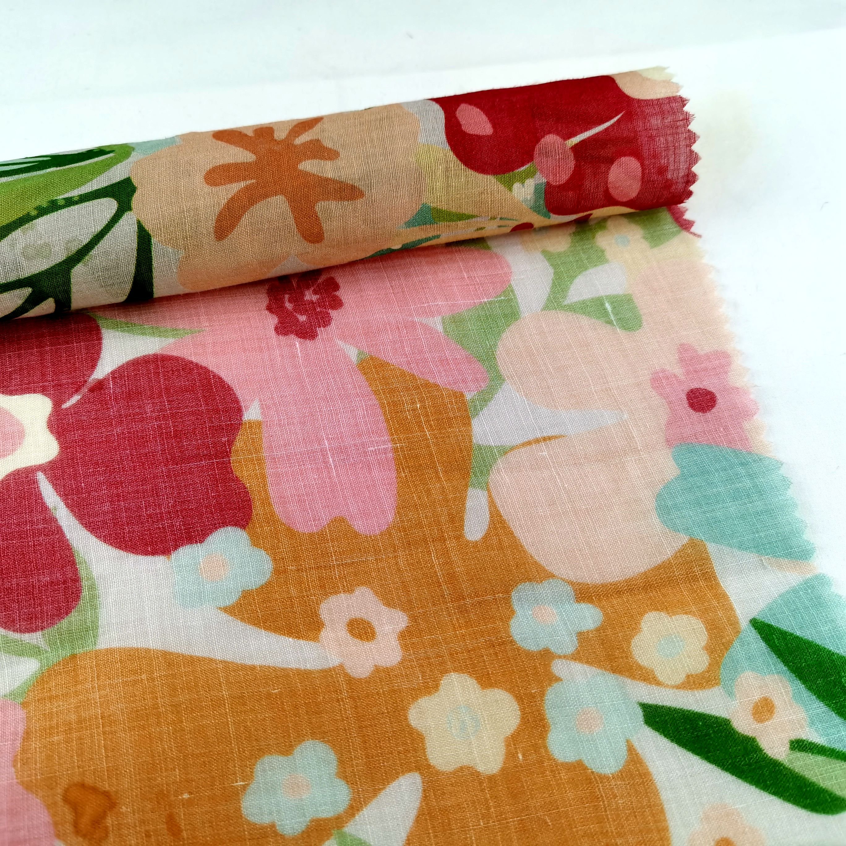 60S 100% Ramie Printed Newest Cheap Hot Sale 2024 High Quality Comfortable Ramie Fabric