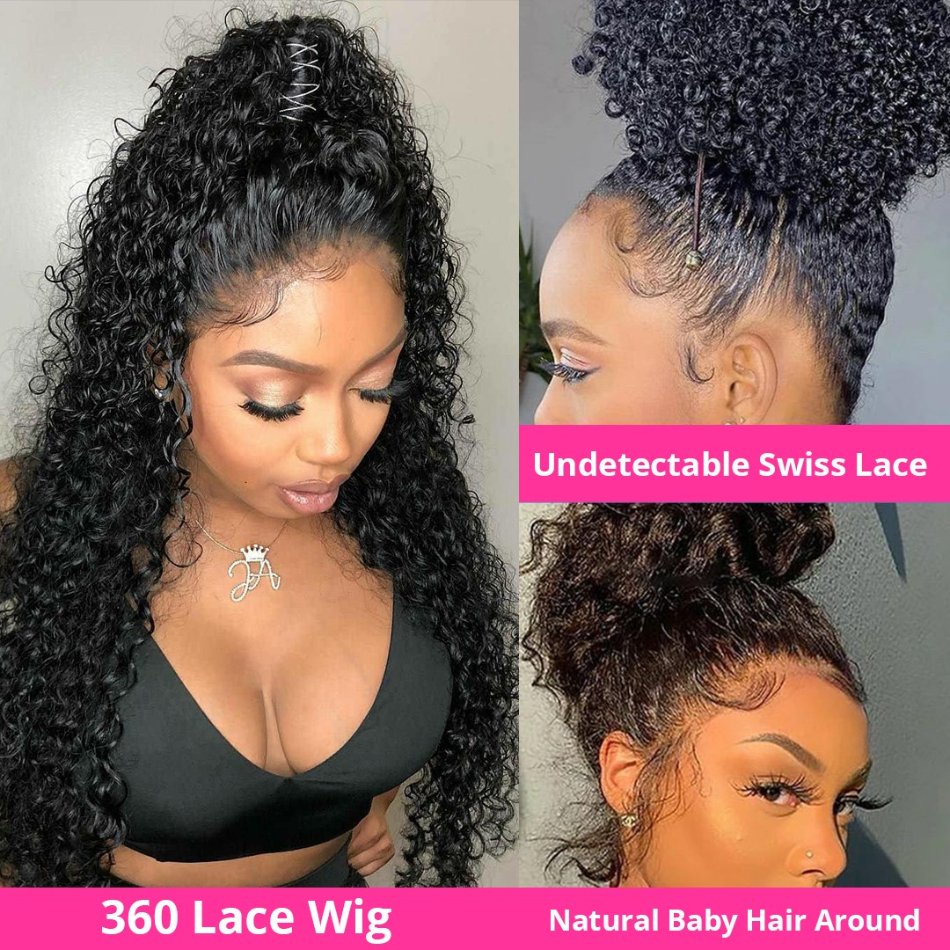 Cheap European Raw Human Hair High Ponytail Natural Color Pre Plucked Water Wave Curly 360 Full Lace Front Wigs For Black Women