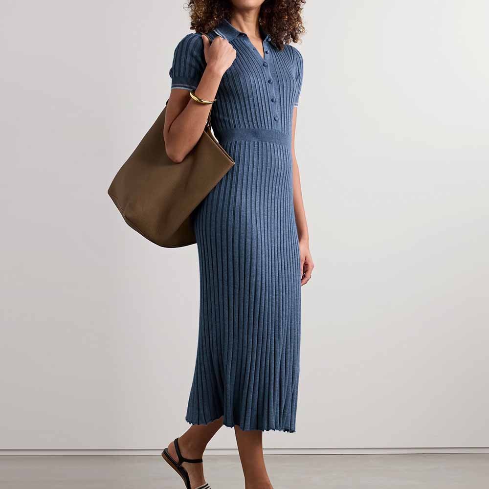 Knitwear Manufacturer Custom Autumn Winter Elegance short sleeve Lightweight Ribbed Slim Knitwear Midi Dress