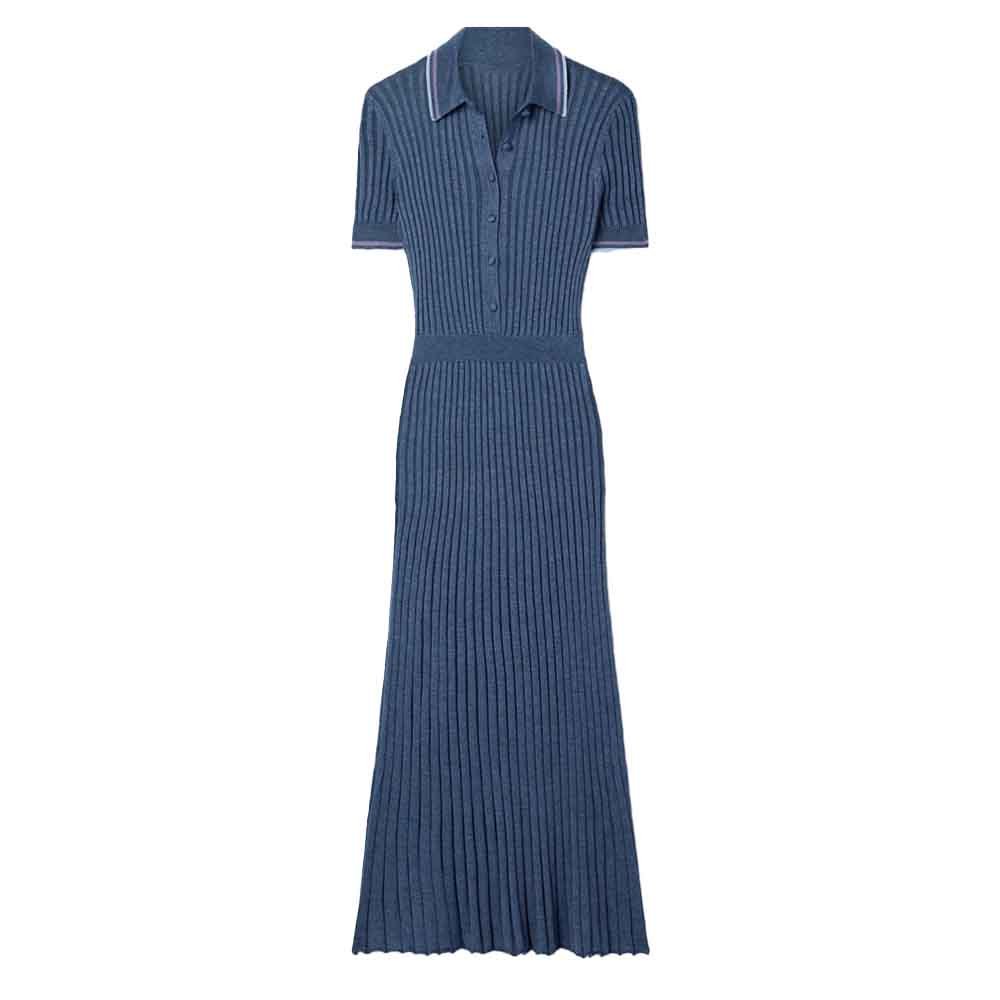 Knitwear Manufacturer Custom Autumn Winter Elegance short sleeve Lightweight Ribbed Slim Knitwear Midi Dress