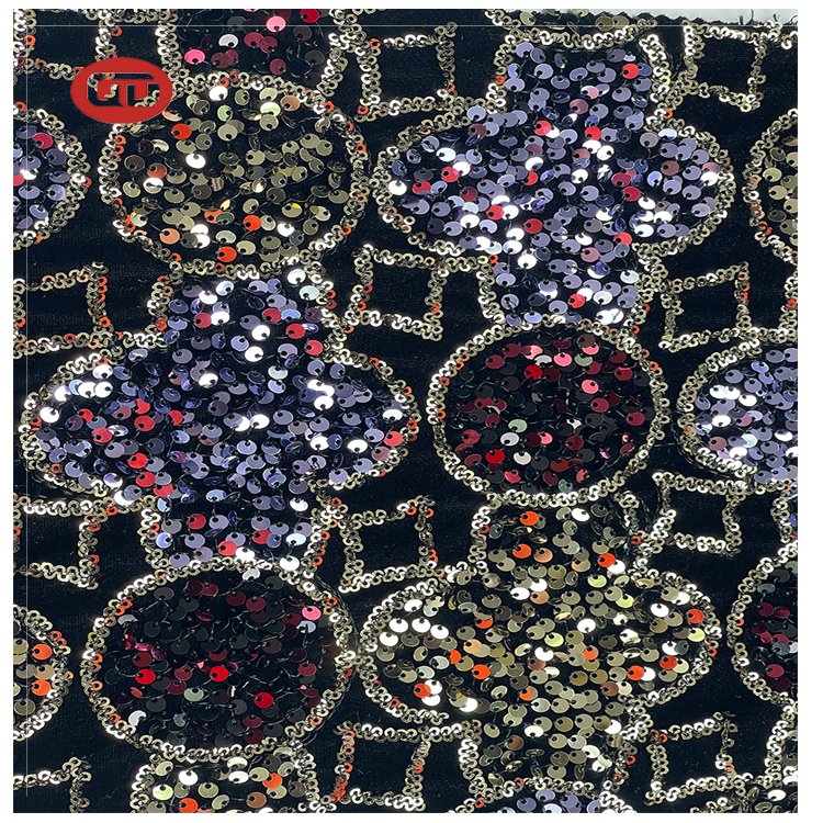 2023 hot sale china wholesale sequin velvet fabric sequin lace fabric for women party dress