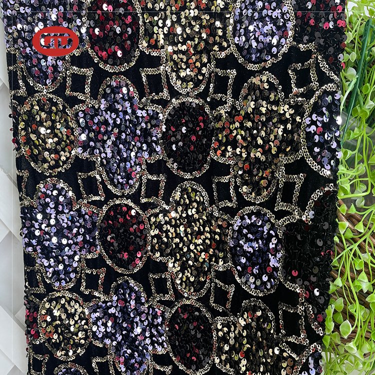 2023 hot sale china wholesale sequin velvet fabric sequin lace fabric for women party dress