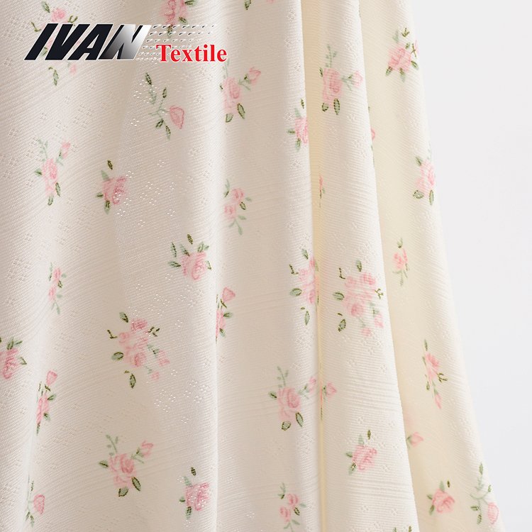 New Arrival Custom Stretch Spandex Jacquard Jersey Floral DTY Printed Knit Fabric for Garment