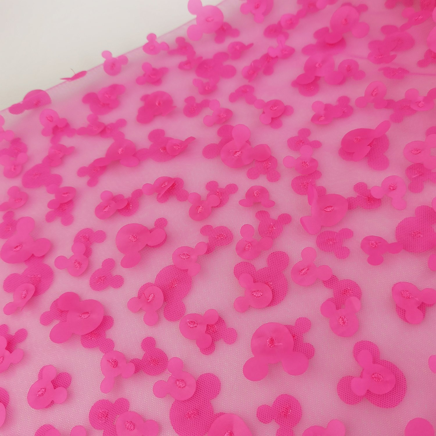 3D Mickey Design Embroidery Mesh fabric