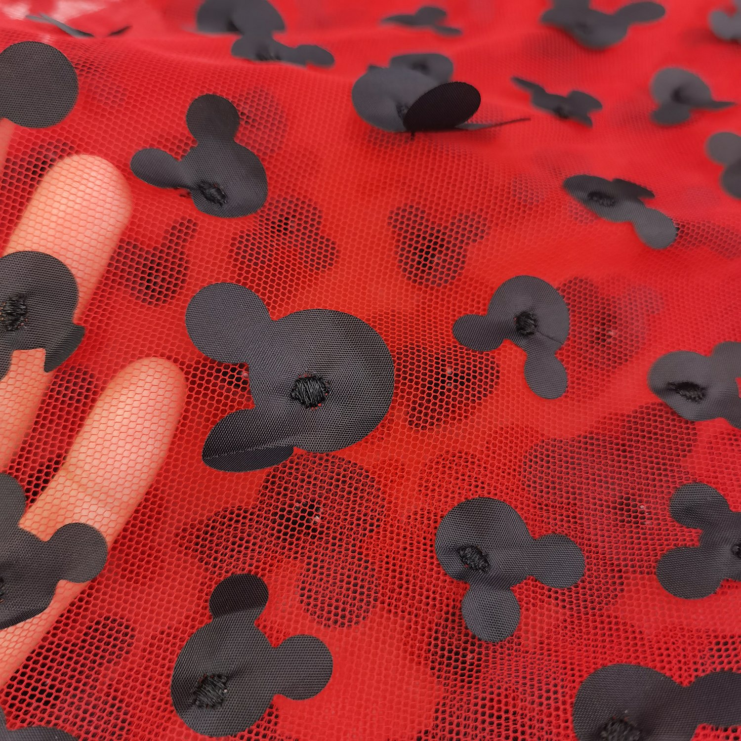 3D Mickey Design Embroidery Mesh fabric