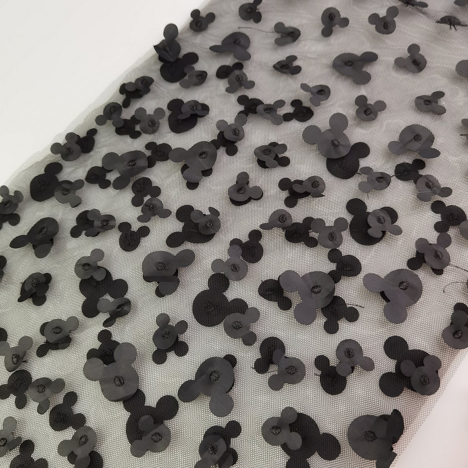 3D Mickey Design Embroidery Mesh fabric