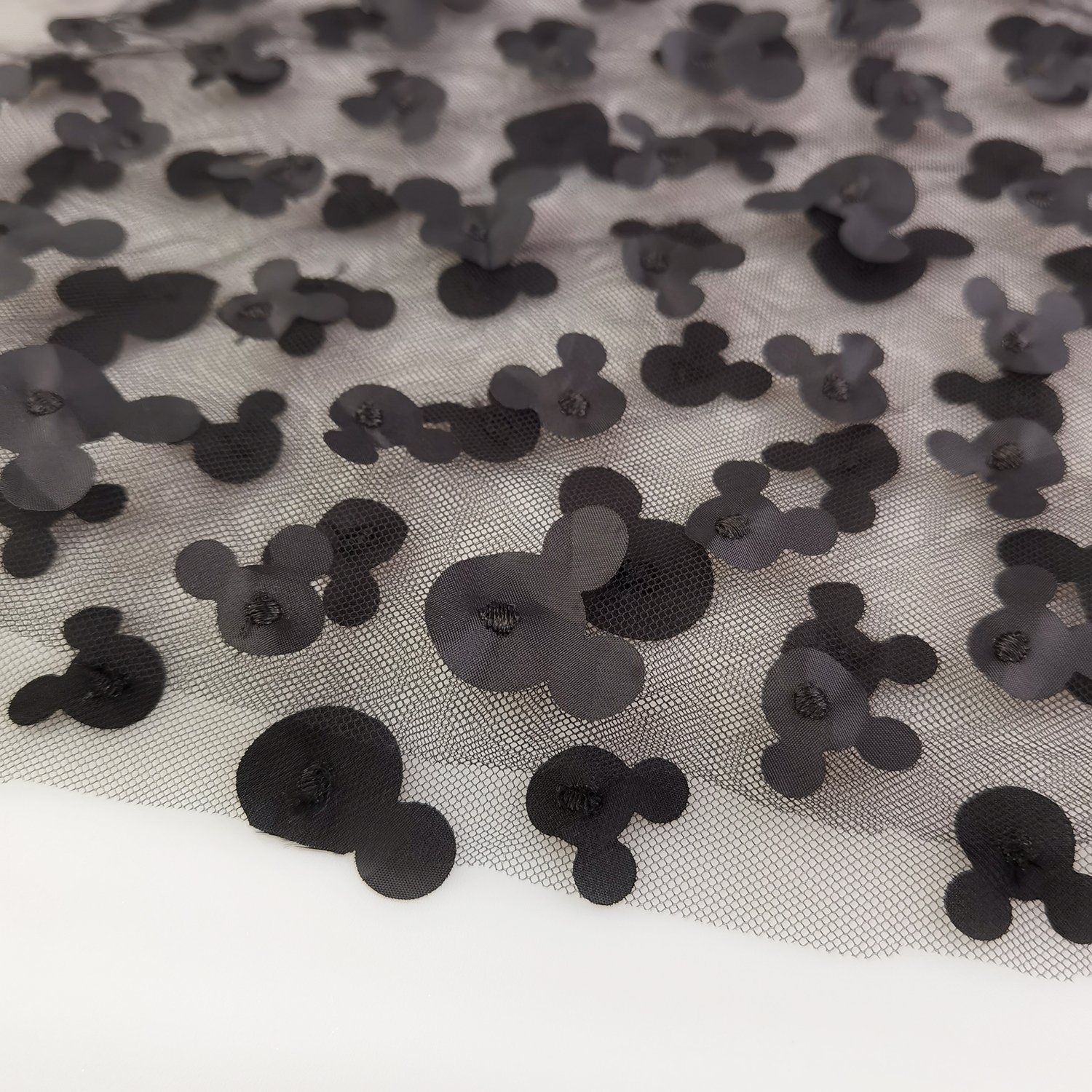 3D Mickey Design Embroidery Mesh fabric