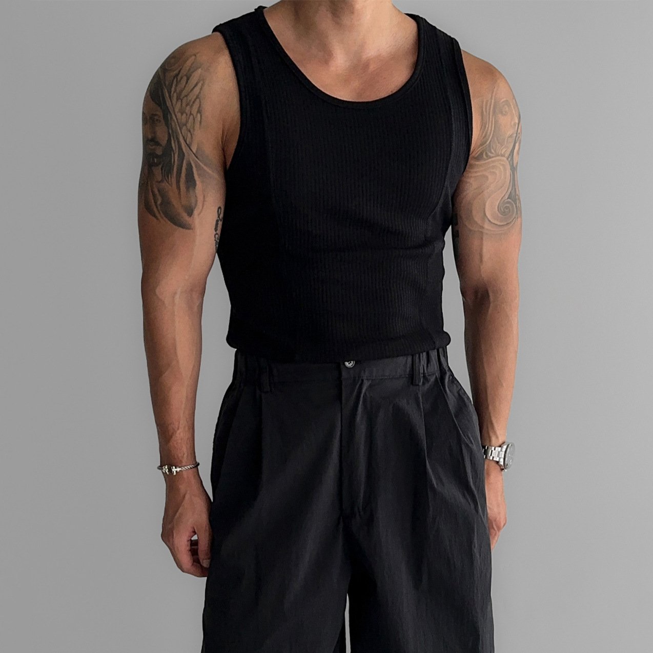 Teewe Summer Fashion Street Wear White Compression Tank Tops Custom High Quality Cotton Knitted Ribbed Tank Top Men