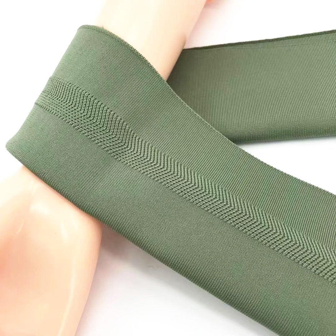 Customized Jacquard Knit Rib High Stretch Thin Plain Flat Knitted Rib Polyester And Spandex Cuffs And Hem And Hem