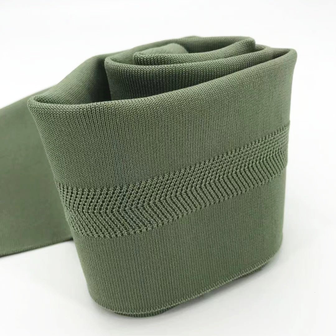 Customized Jacquard Knit Rib High Stretch Thin Plain Flat Knitted Rib Polyester And Spandex Cuffs And Hem And Hem