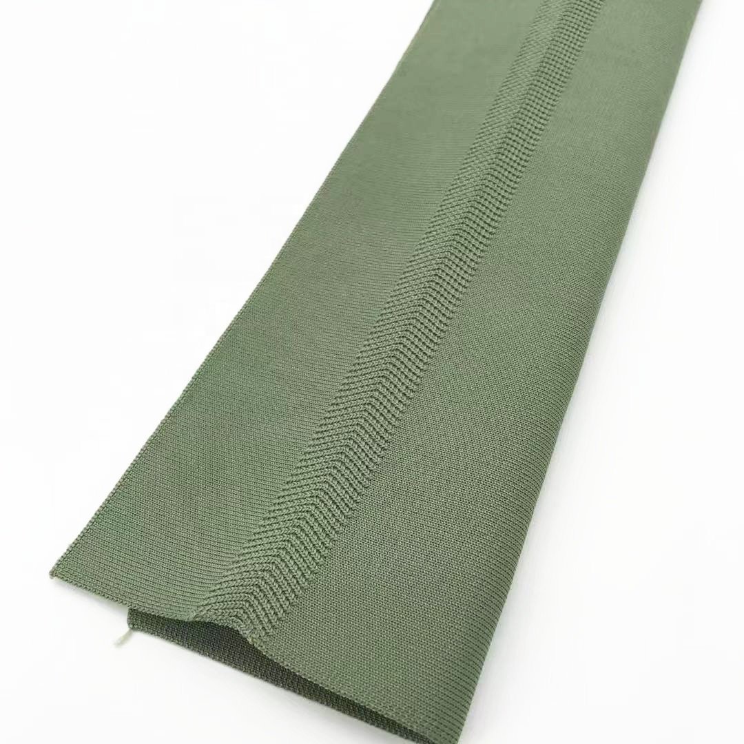 Customized Jacquard Knit Rib High Stretch Thin Plain Flat Knitted Rib Polyester And Spandex Cuffs And Hem And Hem