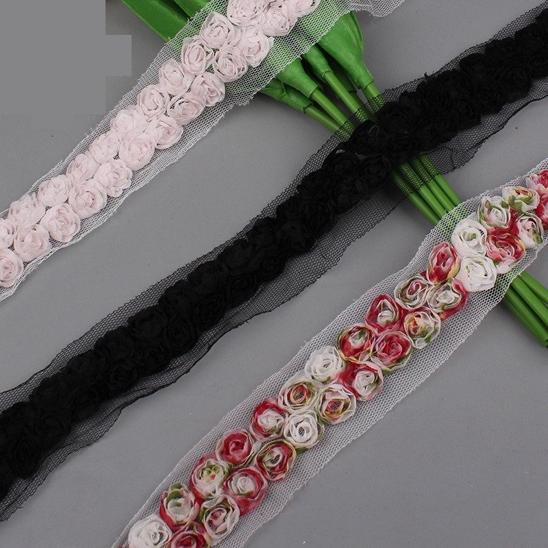 Rose Design Embroidery Tulle Bridal Veil Tulle Fabric For Bridal