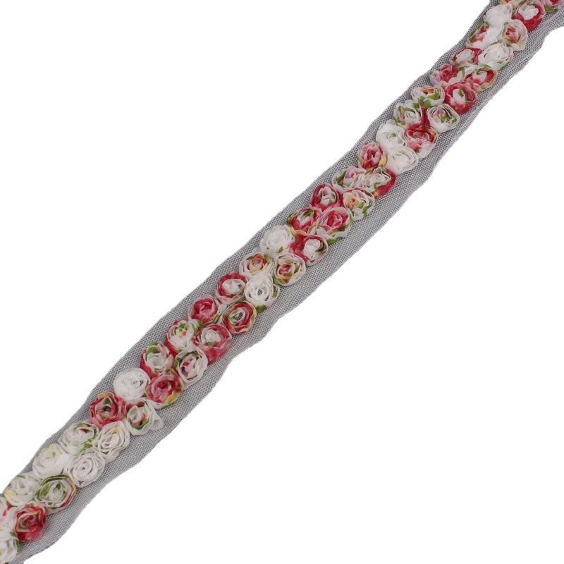 Rose Design Embroidery Tulle Bridal Veil Tulle Fabric For Bridal